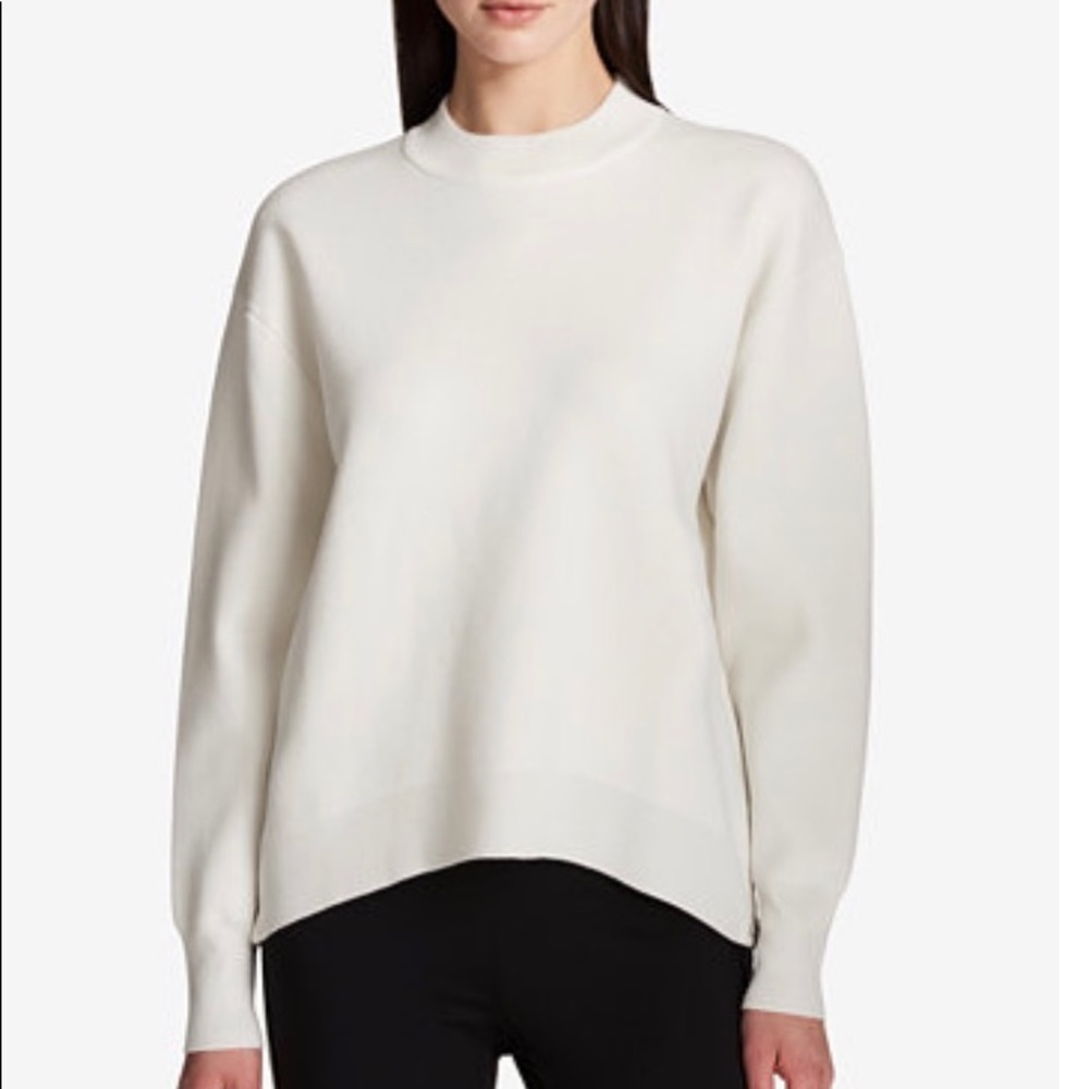 DKNY Side Zipper Cocoon Sweater White